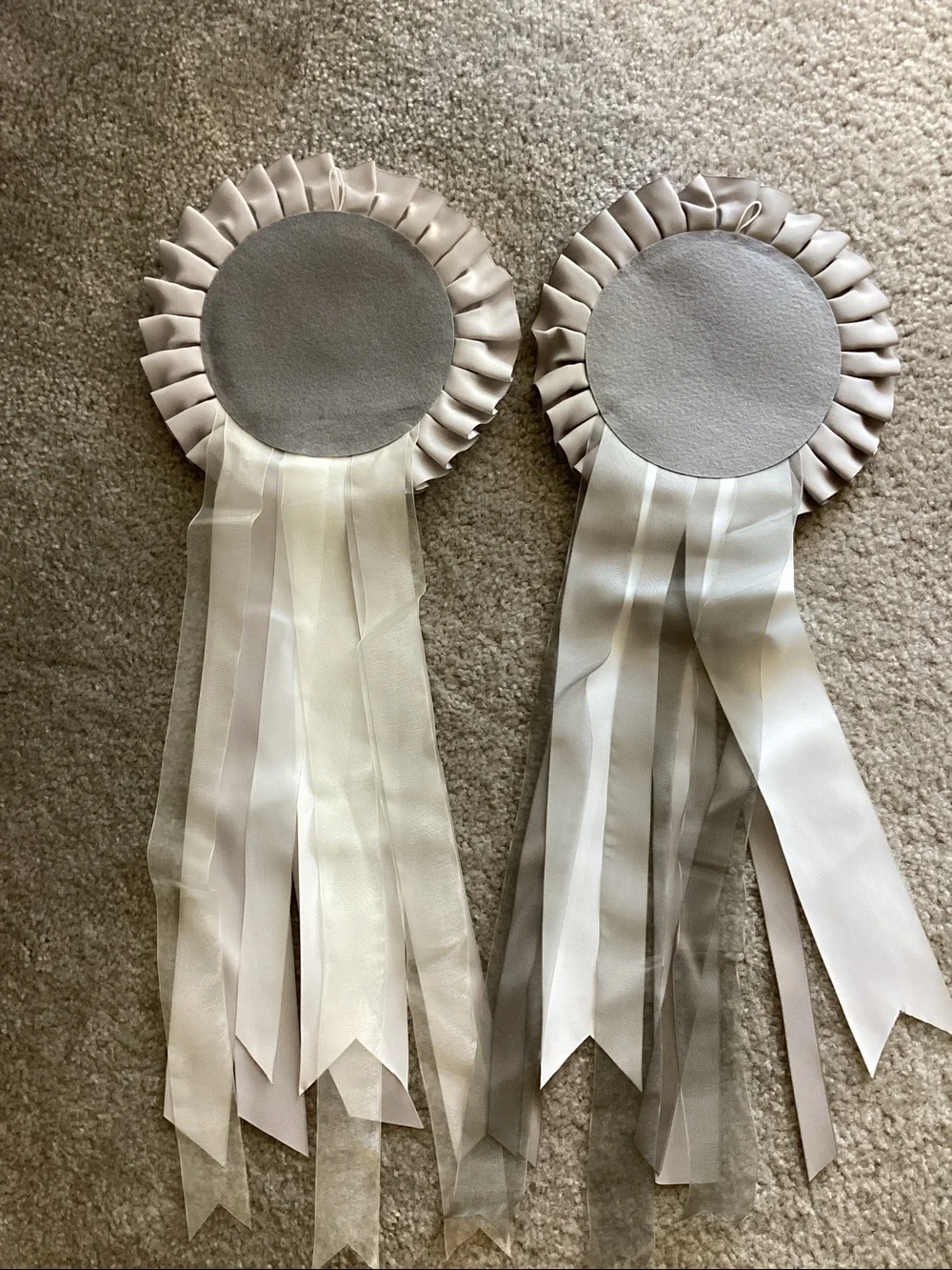 Bride & Groom Satin Chair Signs - Silver Gray, White